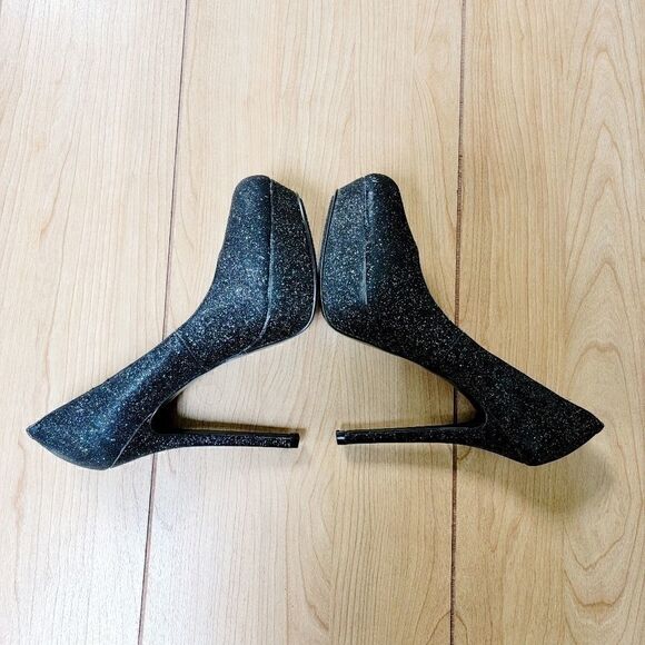 BAKERS MELINA BLACK GLITTER PLATFORM SHOES - Picture 15 of 15